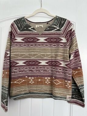 Third & Army Aztec Pattern Cotton/Polyester Crewneck Pullover Women’s Boho